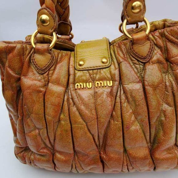 Miu Miu Metelasse Prada Leather purse hobo crossbody pink red yellow orang green - Picture 2 of 14